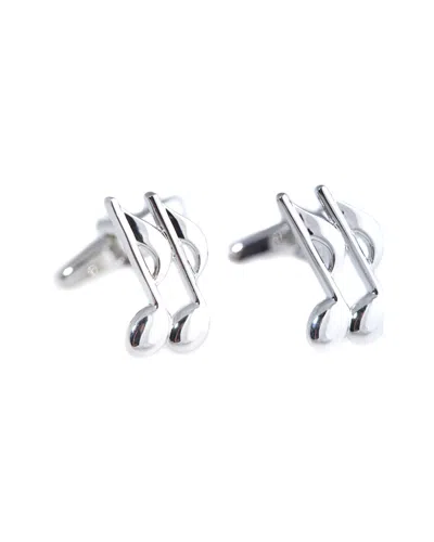 Bey-berk Rhodium Plated Musical Note Cufflinks In Silver