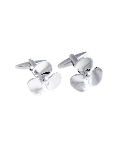 Bey-berk Rhodium Plated Propeller Cufflinks