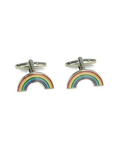 Bey-berk Rhodium Plated Rainbow Cufflinks