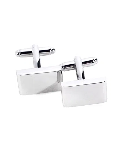 Bey-berk Rhodium Plated Rectangular Cufflinks