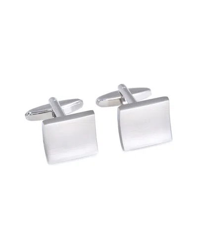 Bey-berk Rhodium Plated Square Concave Cufflinks