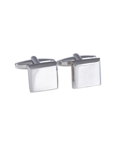 Bey-berk Rhodium Plated Square Cufflinks In Silver