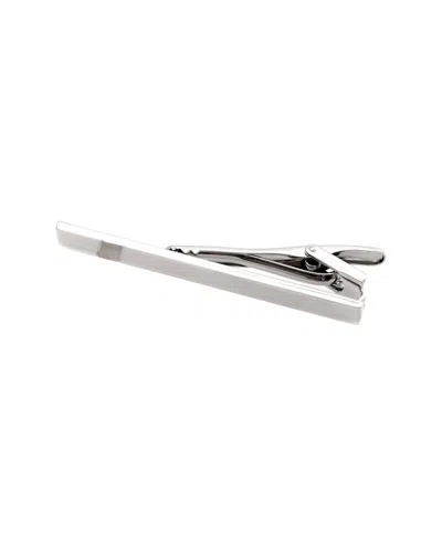 Bey-berk Rhodium Plated Tie Bar In Silver