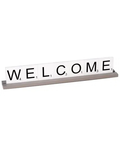 Bey-berk Serenity Welcome Letter Tile Sign In Neutral