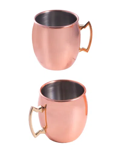 Bey-berk Set Of 2 20oz Stainless Steel Copper Finished Tankards