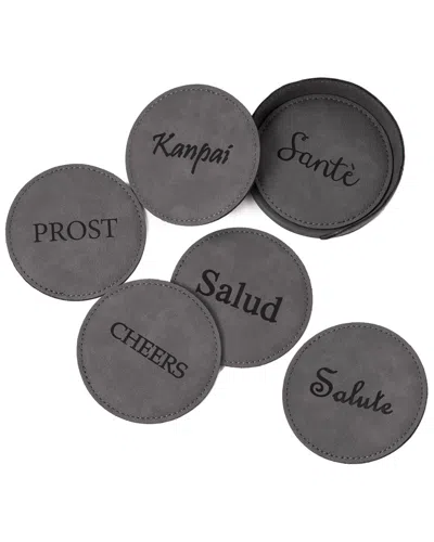 Bey-berk Set Of 6 Cheers Coasters With Holder