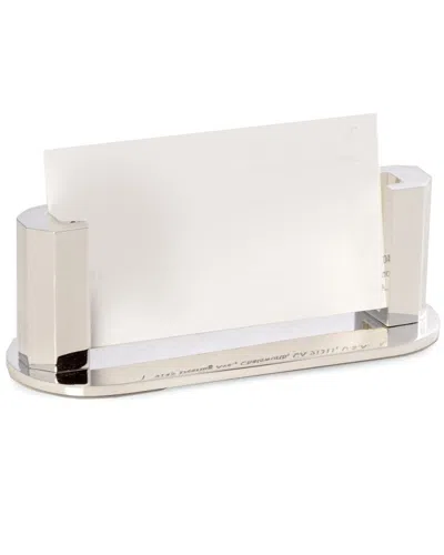 Bey-berk Silver Plated Business Card Holder In Neutral