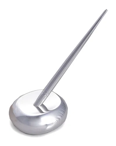 Bey-berk Silver Plated Oval Pen Stand