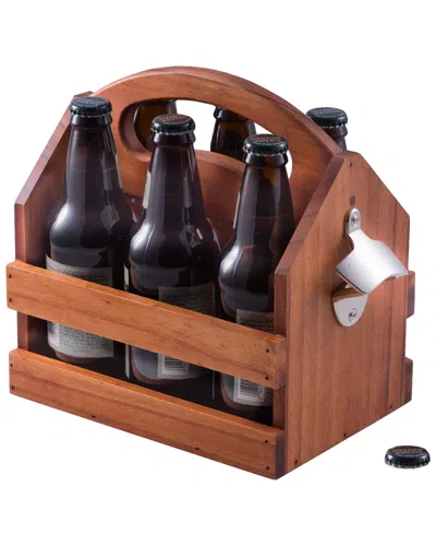 Bey-berk Solid Wood Six-pack Bottle Caddy