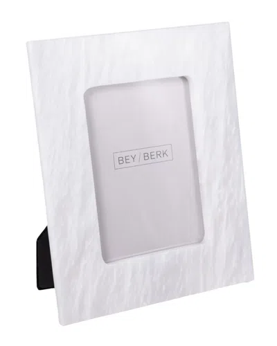 Bey-berk Talin Genuine Marble 4x6 Picture Frame In White