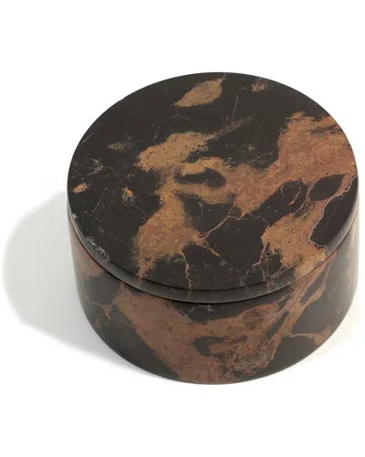 Bey-berk Tiger Eye Round Box In Brown