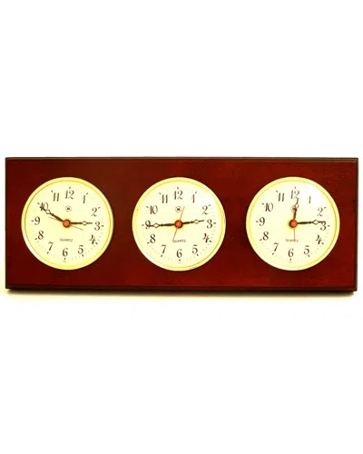 Bey-berk Triple Quartz Clock In Brown