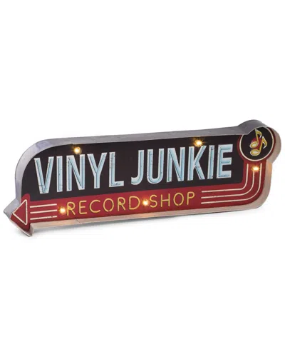 Bey-berk Vinyl Junkie Metal Sign Led Lighted Wall Mount