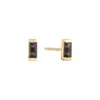 Beyjou Women's Brown / Gold Mini Baguette Earrings - Smoky Quartz