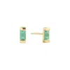 Beyjou Women's Gold / Green Mini Baguette Earrings - Green Onyx