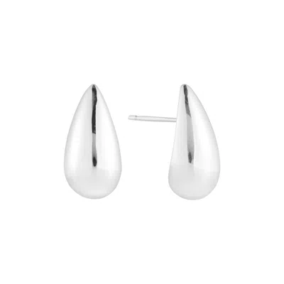 Beyjou Women's Silver Teardrop Dome Earrings
