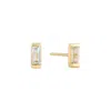 Beyjou Women's White / Gold Mini Baguette Earrings - White Topaz