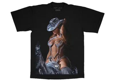 Pre-owned Beyonce Official Renaissance World Tour Merch Disco Cowboy Hat T-shirt In Black