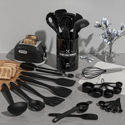 Beyond 22 Pcs Silicone Cooking Utensil Set, Kitchen Utensils Set, Black
