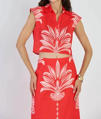 Beyond By Vera Alba Crop Top In Palm Springs Rouge In Red
