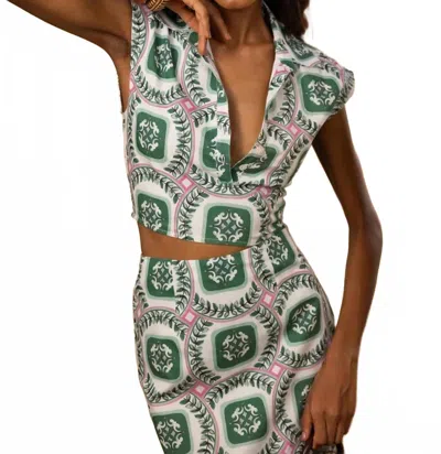 Beyond By Vera Alba Cropped Top In Palermo Emerald In Multi