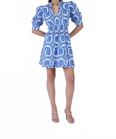 Beyond By Vera Alice Mini Dress In Palermo Sapphire In Multi