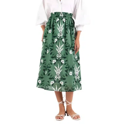 Beyond By Vera Amber Midi Skirt In Green