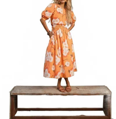 Beyond By Vera Amber Midi Skirt In Orange In Multi