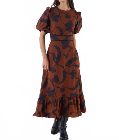 Beyond By Vera Antonia Midi Dress In Noir Bloom Brown