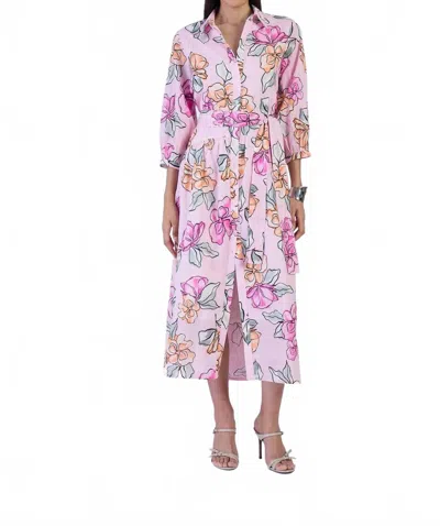 Beyond By Vera Brie Midi Dress In Via Roma Blush In Multi