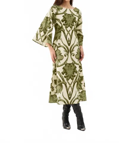 Beyond By Vera Camelia Midi Dress In Rosemore Olive In Multi