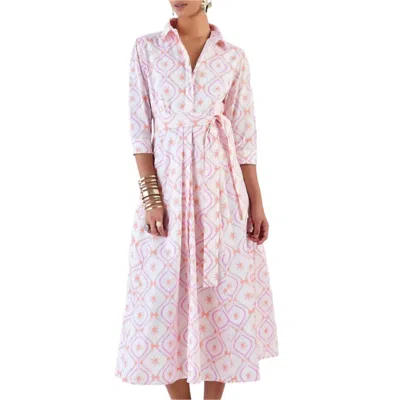 Beyond By Vera Emily Midi Dress In Treasures Coral In Pink