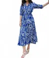 Beyond By Vera Emily Shirt Dress In Royal Blue In Blue