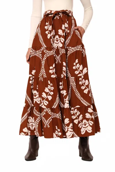 Beyond By Vera Gia Maxi Skirt In Heart Brown