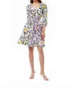 Beyond By Vera Heidi Mini Dress In Tuscan Gardens Iris In White