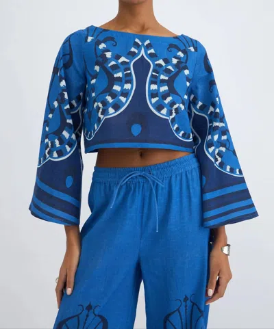 Beyond By Vera Hudson Crop Top In Blue