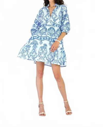 Beyond By Vera Jules Mini Dress In Fontana Aqua In Blue