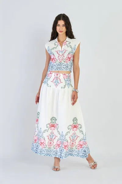 Beyond By Vera Kara Skirt In Matinee Sky In White