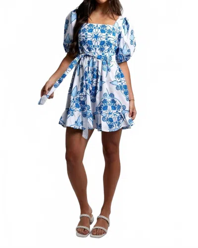 Beyond By Vera Kiera Mini Dress In Nautilus Aqua In Blue