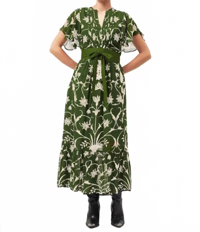 Beyond By Vera Leni Midi Dress In Meknes Pine In Green