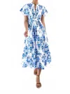 Beyond By Vera Leni Midi Dress In Nautilus Aqua In Multi