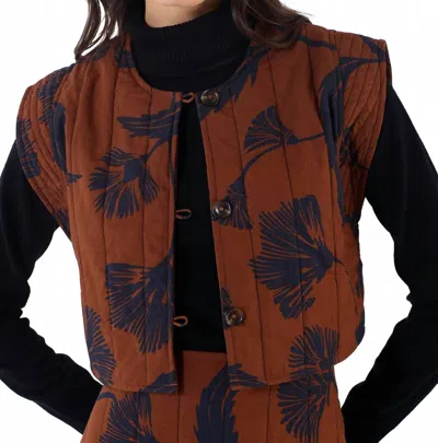 Beyond By Vera Lexie Floral Cropped Vest In Noir Bloom Brown In Multi