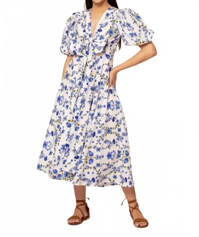 Beyond By Vera Lola Midi Dress In Blue Spring Flowers
