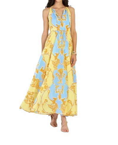 Beyond By Vera Marina Midi Dress In Sirens Sky In Yellow