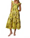 Beyond By Vera Mia Midi Dress In Monet's Garden Yellow In Green
