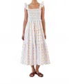 Beyond By Vera Mia Tiered Ruffle Midi Dress In Treasures Aqua In White