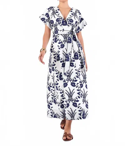 Beyond By Vera Sailor Midi Dress In Lavende Navy In White