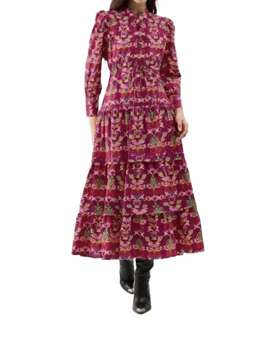 Beyond By Vera Sissi Long Sleeve Dress In Holly Berry In Red