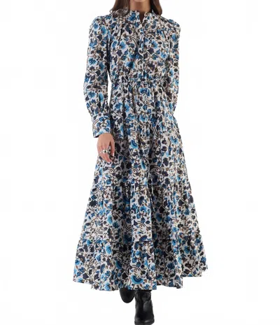 Beyond By Vera Sissi Midi Dress In Last Blooms Blue In Multi