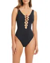 Beyond Control Bleu Rod Beattie Lace Up Swimsuit In Black